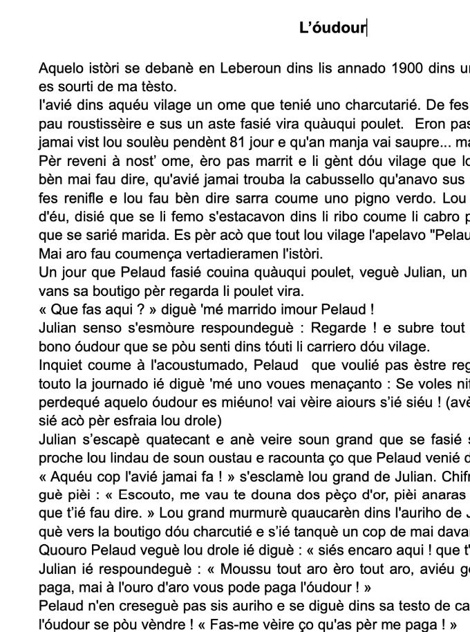 L'ÓDOUR EN LEBEROUN pèr Jan Pèire