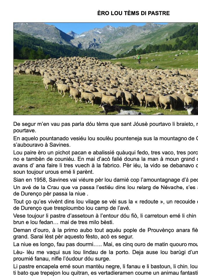 ÈRO LOU TÈMS DI PASTRE pèr Roubert