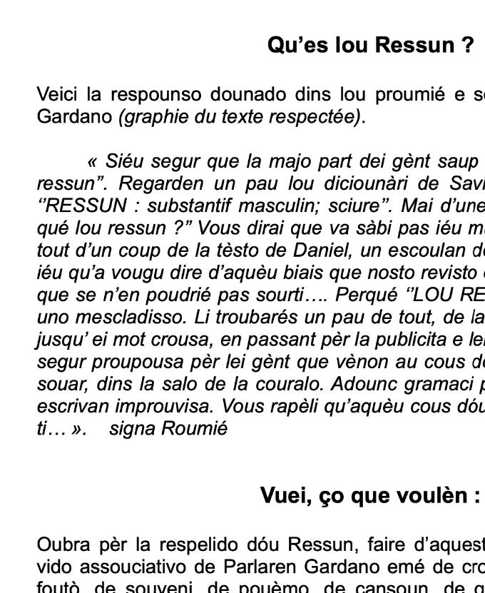 QU'ES LOU RESSUN ?