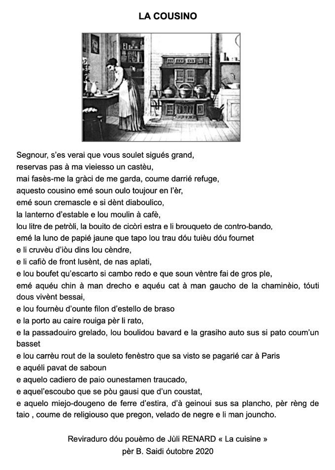 « La cuisine » de Jùli RENARD - Reviraduro pèr Bernadeto