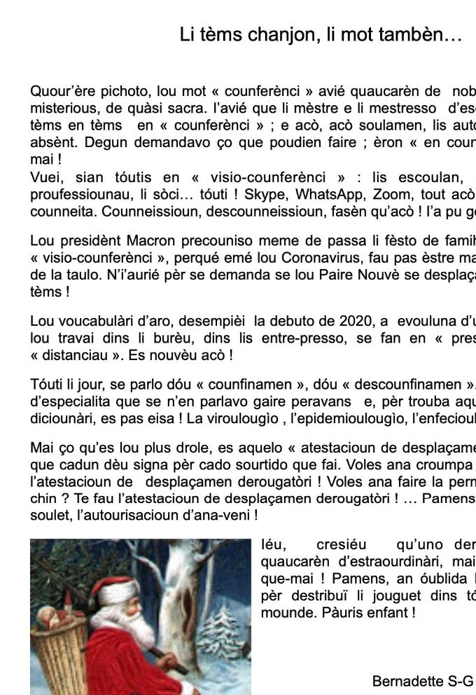 Li tèms chanjon, li mot tambèn… pèr Bernadeto